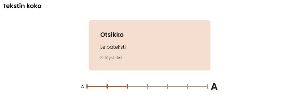 Closeup of font size settings
