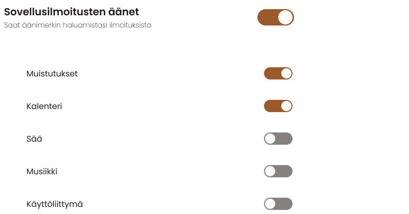 Closeup of notification settings