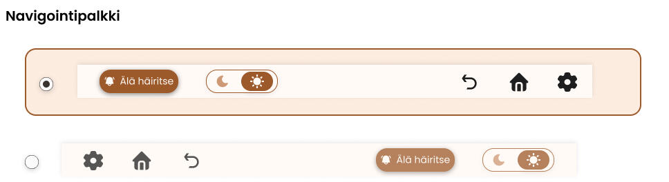 Closeup of navbar settings