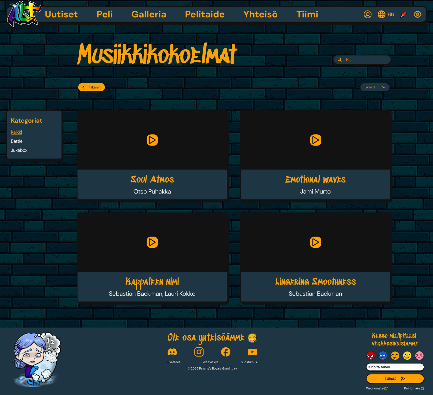 The final music collections page version