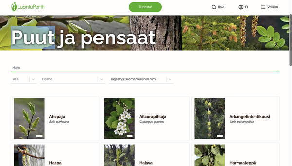 Image of LuontoPortti website
